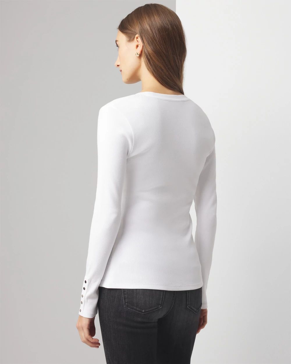 Long Sleeve Ribbed Tee | White House Black Market